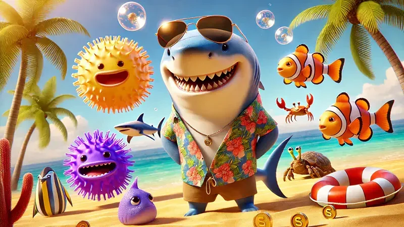 Tampilan bertema laut untuk area permainan tembak ikan